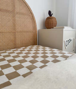 Jersey Cotton Sheet - Khaki Gingham