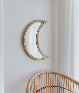 Balinese Rattan Mirror | Crescent