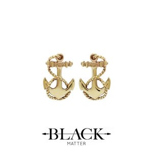 Products: Nautical Anchor Studs in 9ct Yellow Gold - Benjamin Black Goldsmiths