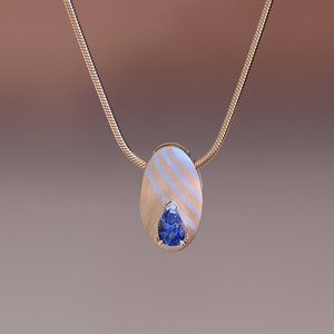 Mokume-gane Sapphire Pendant - Benjamin Black Goldsmiths