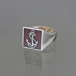Gold Anchor Signet Ring - Benjamin Black Goldsmiths