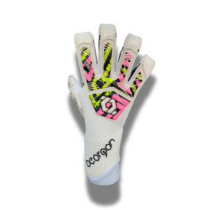 Beorgan Gloves – New Zealand's Premium Goalkeeping Gloves: BEORGAN VOLT (D-WRAP) White,Yellow & Pink FLAT-PALM T- CUT
