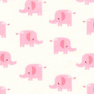 Flannelette Fabrics: Flannelette Fabric- Pink Elephants