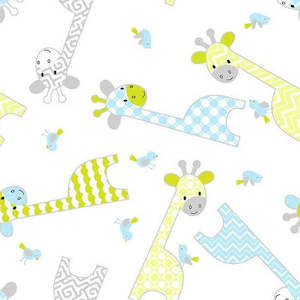 Flannelette Fabrics: A E Nathan Comfy Flannel - Giraffes - White