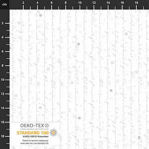 Christmas Fabrics: Stof - Christmas Writing - WHITE/SILVER