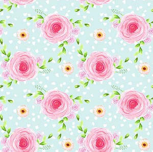 In The Beginning Fabric: In The Beginning Fabric - Flower Market - Blue Bloom