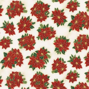 Christmas Fabrics: Robert Kaufman  - Christmas Holiday Poinsettia