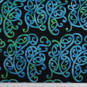 Kiwiana New Zealand Fabric: Kiwiana - NZ Swirl Bali - PEACOCK