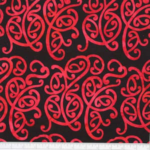 Kiwiana New Zealand Fabric: Kiwiana - NZ Swirl Bali Red