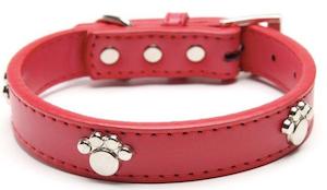 Pet Collars Leashes Harnesses: Leather Pet Collar Paw Style
