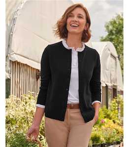 Woolovers: Cashmere Merino Crew Neck Cardigan
