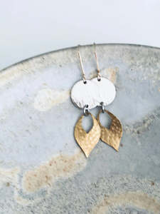 Twigg: Twigg Chemistry 2 toned Disc Drop Earrings