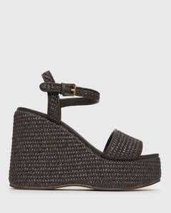 Womens Platform Sandals: FAME Raffia Platform Wedges