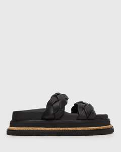 HEIDI Braided Leather Flatform Slides