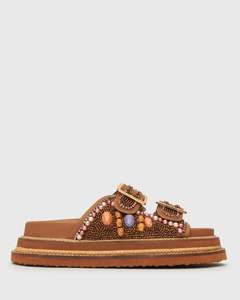 HONOLULU Leather Multi Beaded Slides