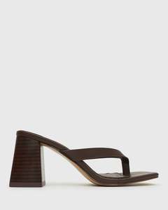 Womens High Heels: SUNDOWNER Leather Thong Mule Sandals