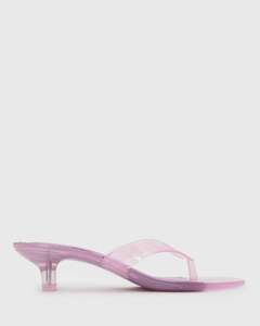 Womens Low Mid Heels: TYLA Jelly Kitten Heel Thong Sandals