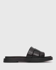 Wider Fit BELLA Leather Flat Slides