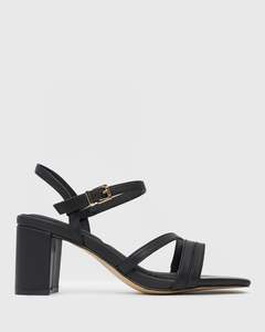 Womens Heeled Sandals: LANE Leather Block Heel Sandals