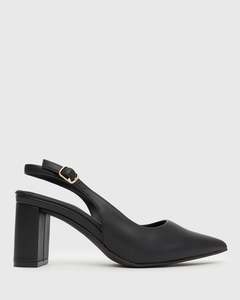 FLOUNCE Block Heel Slingback Pumps