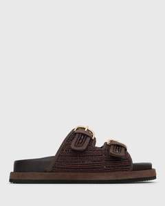 PRE-ORDER COSMO Leather Buckle Flatform Slides
