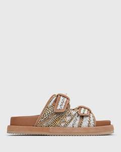 PRE-ORDER COSMO Leather Buckle Flatform Slides