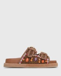 PRE-ORDER COSMO Leather Buckle Flatform Slides