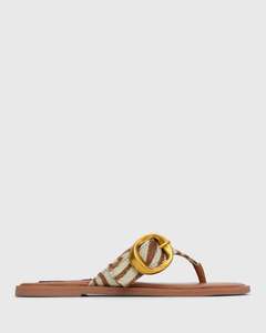 PRE-ORDER RHODES Leather Buckle Thong Sandals
