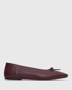 PRE-ORDER CAROLINE Leather Bow Ballet Flats
