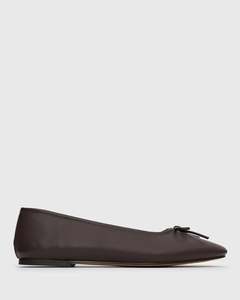 PRE-ORDER CAROLINE Leather Bow Ballet Flats