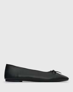 PRE-ORDER CAROLINE Leather Bow Ballet Flats