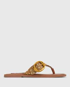 Womens Flat Sandals: PRE-ORDER RHODES Leather Buckle Thong Sandals