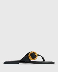PRE-ORDER RHODES Leather Buckle Thong Sandals