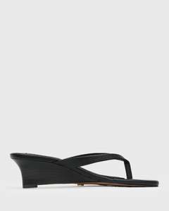 Womens Wedges: PRE-ORDER VIXEN Leather Thong Wedge Sandals