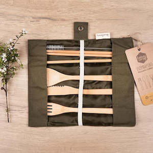 Camping Outdoors: Reusable Cutlery Set in Fabric Go-Pack by Honeywrap
