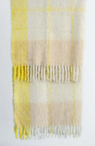 Size Throw 200cm X 130cm: Twist Frame Throw - Natural/Lemon