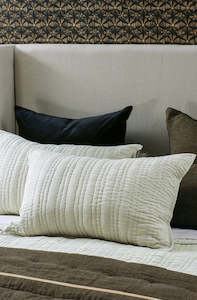 Size Pillowsham Pair 74 X 48cm: Ricamo Oatmeal Pillowsham Pair
