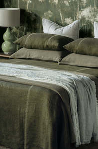 Size Pillowcase Pair 74 X 48cm: Ruscello Deep Moss Bedspread