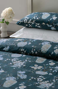 Size Pillowcase Pair 74 X 48cm: Ikebana Teal Duvet Cover Set