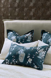 Ikebana Teal Pillowcase Pair