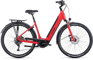Womens Electric Bikes: Cube Supreme Sport Hybrid Pro 500 Easy Entry 2022 - Red 'n' Black