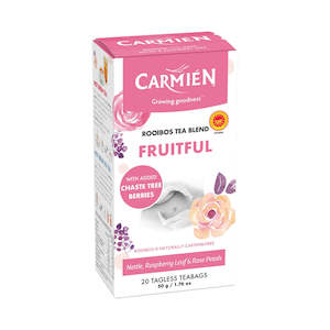 Carmien Rooibos Tea: Carmién Fruitful with Raspberry Leaf Rooibos Tea (20 Teabags)