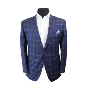 Savile Row Pure Merino Sports Coat Navy Plaid - Saville Row offers NZ Big men gr&hellip;