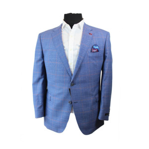 Savile Row Pure Merino Sports Coat Light Blue Plaid - Saville Row offers NZ Big &hellip;