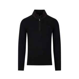 RAGING BULL l Quarter Zip Textured Cotton Sweater Black - Raging bull exclusivel&hellip;