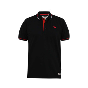 D555 - Pique Plain Black Polo with contrast Trim - D555 - Affordable European Fa&hellip;