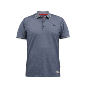 D555 - Pique Polo With Jacquard Collar Navy - D555 - Affordable European Fashion&hellip;
