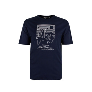 Products: BEN SHERMAN - Scooter Tee Dark Navy - This iconic brand is available for big men at Beggs Wairau and online - Ben Sherman