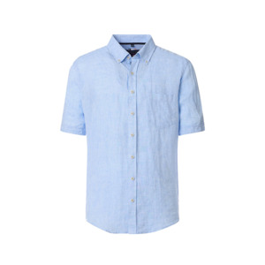 Products: CASA MODA - Linen Short Sleeve Shirt Sky Blue - Beggs Wairau - Casa Moda is one of Europes best brands for big men offering classic and fashion styles in quality fabrics - Casa Moda S25