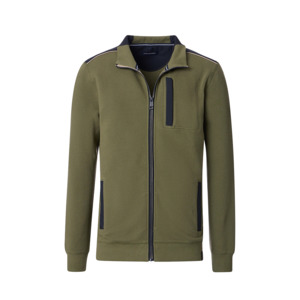Products: CASA MODA - Full Zip Cotton Stretch Sweatshirt Olive - Beggs Wairau - Casa Moda is one of Europes best brands for big men offering classic and fashion styles in quality fabrics - Casa Moda